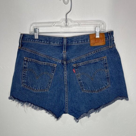 Levi's 501 Premium High Rise cut out shorts Size 32 Distressed Button Fly - Picture 8 of 12
